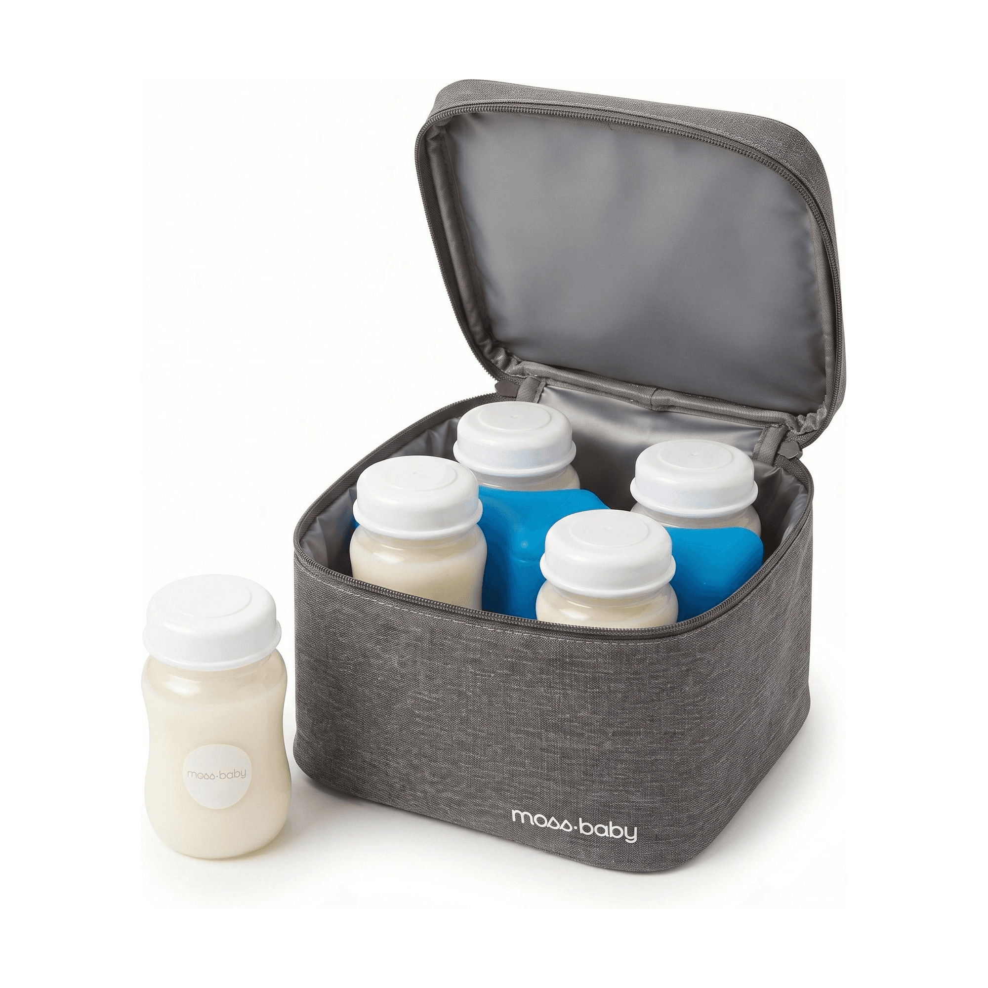 moss·baby Cooler Bag con 4 biberones y refrigerante