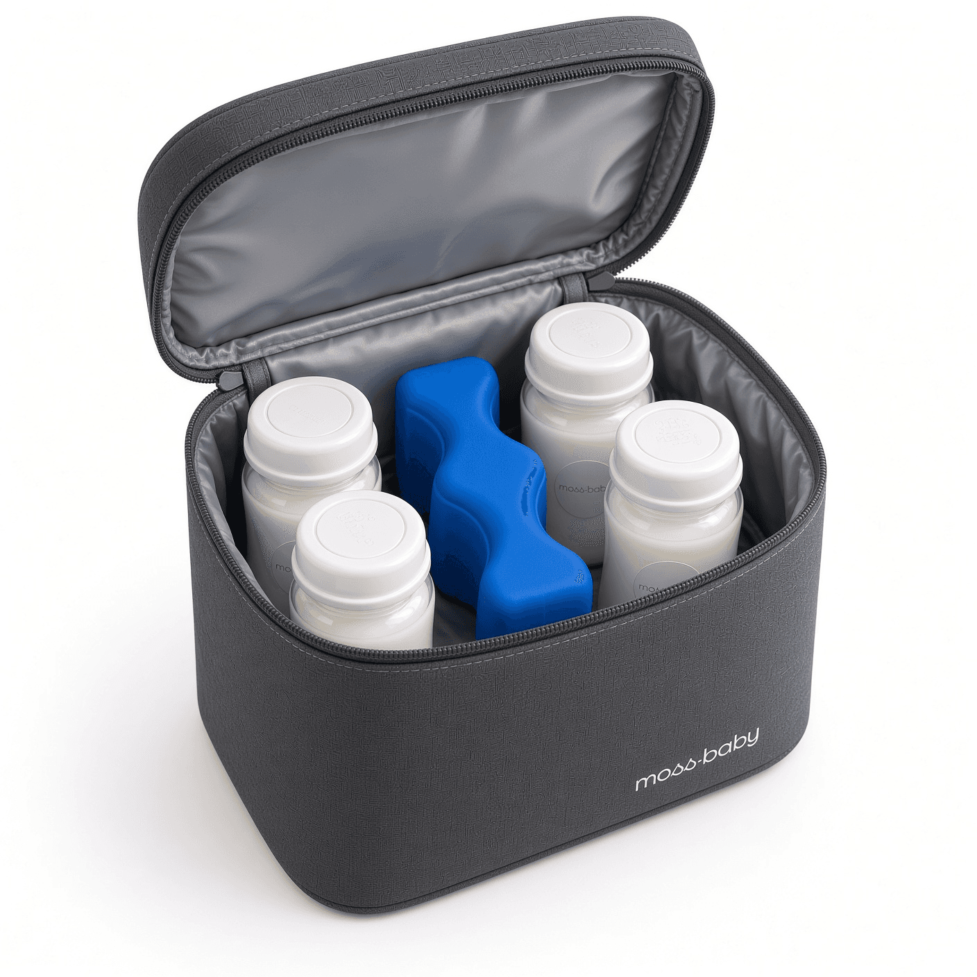 moss·baby Cooler Bag con 4 biberones y refrigerante